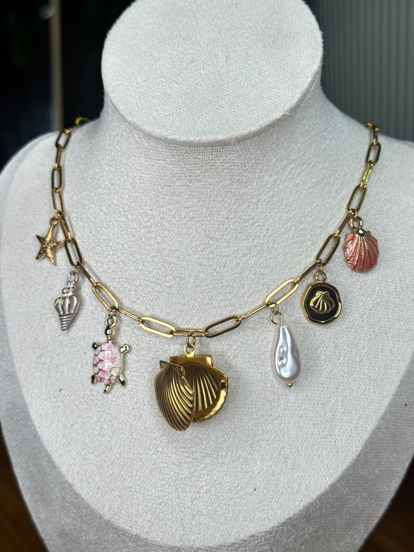 Collar con Charms y Relicario Marino