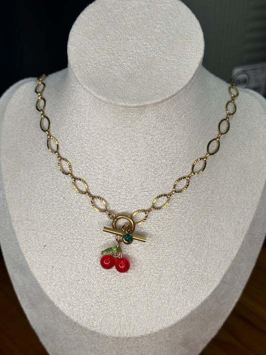 Collar Charm Cerezas