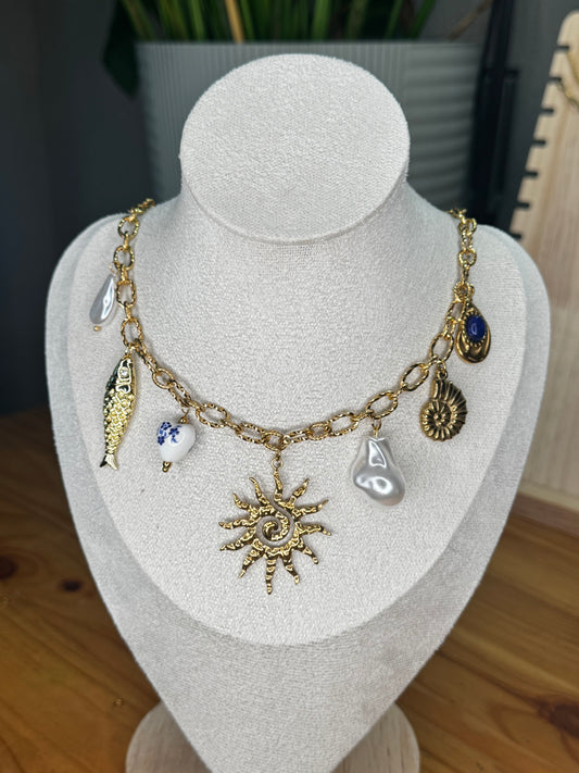 Collar Charms Playero Sol y Cielo