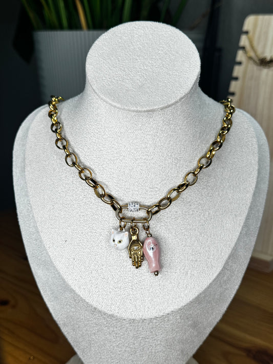 Collar Charms Gato Suertudo